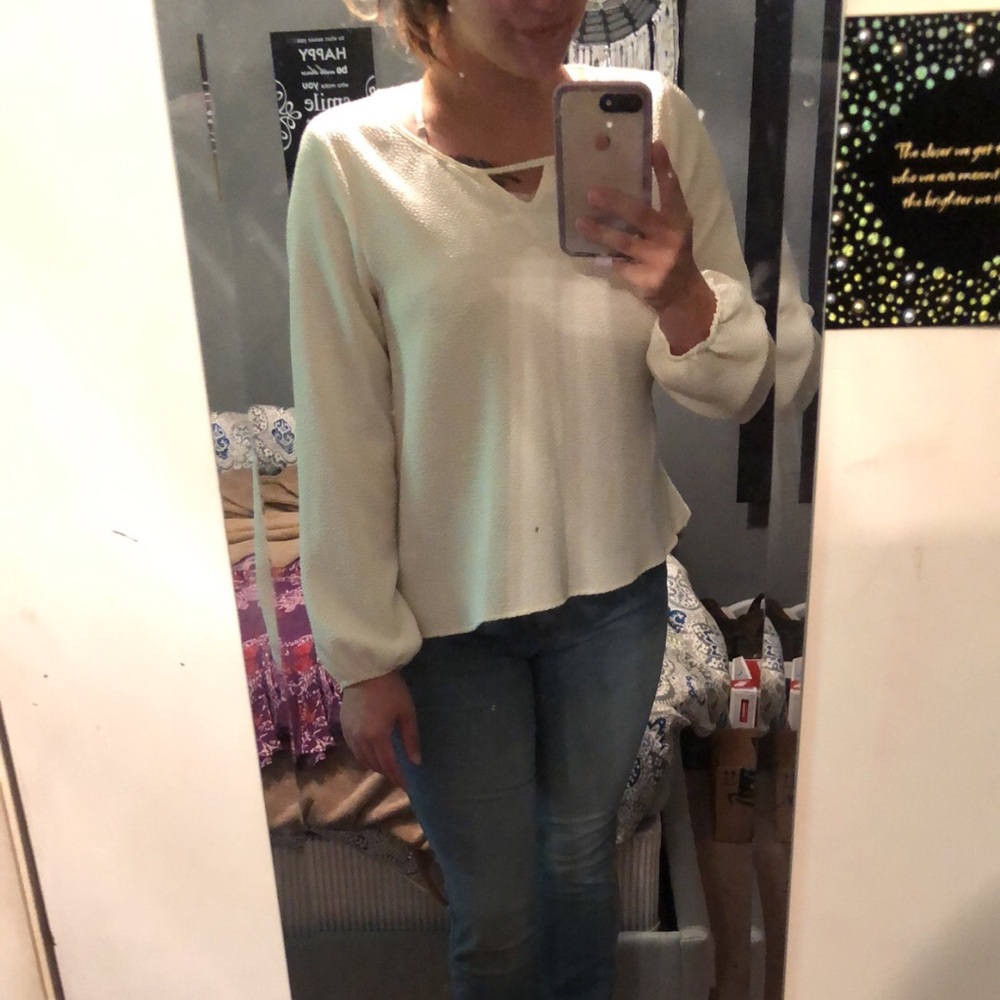 Xhilaration cream color blouse peplum top XL
